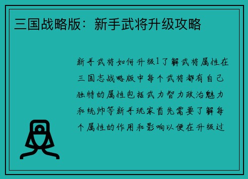 三国战略版：新手武将升级攻略